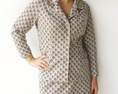 Vintage Early 1970s Tan and Faded Sepia Skirt Set