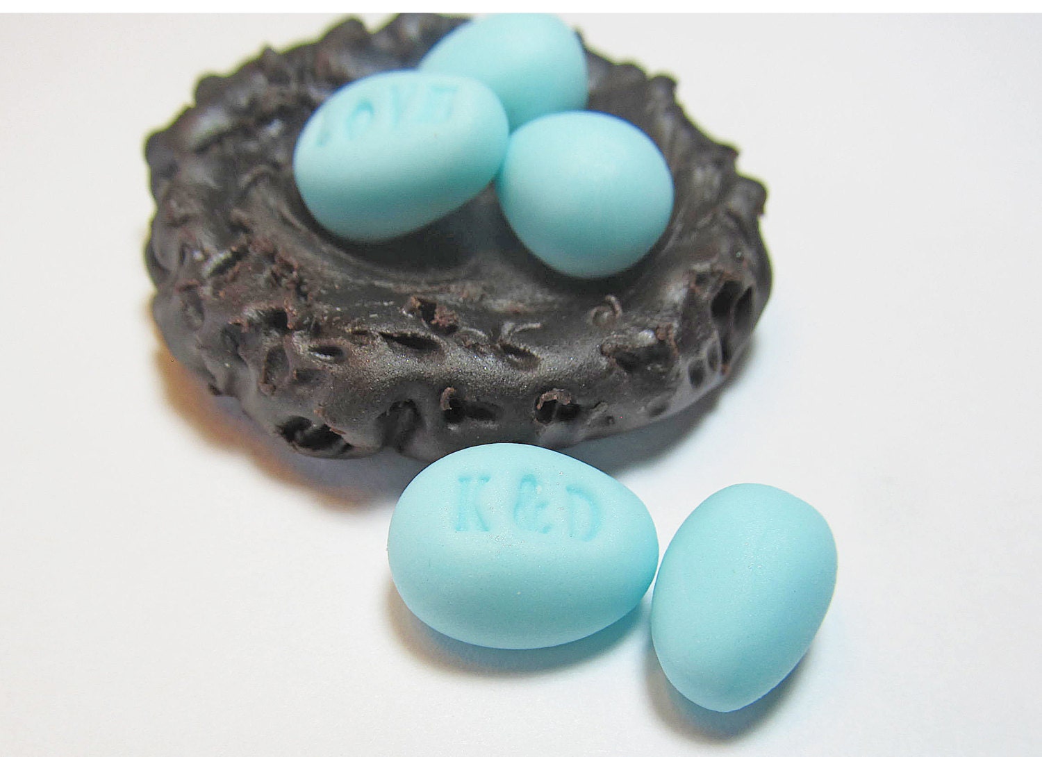 Bird Nest Cupcake Toppers - Personalized eggs, Cupcake decoration, Wedding Cupcakes, Valentines Day Cupcakes