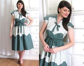 1950s Dress / 40s Dress / 50s Green Lace Dress
