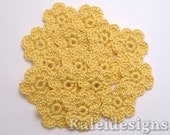 16 Sunflower Yellow Crochet 6-Petal Flower Embellishments Scrapbook Applique (4580-01)