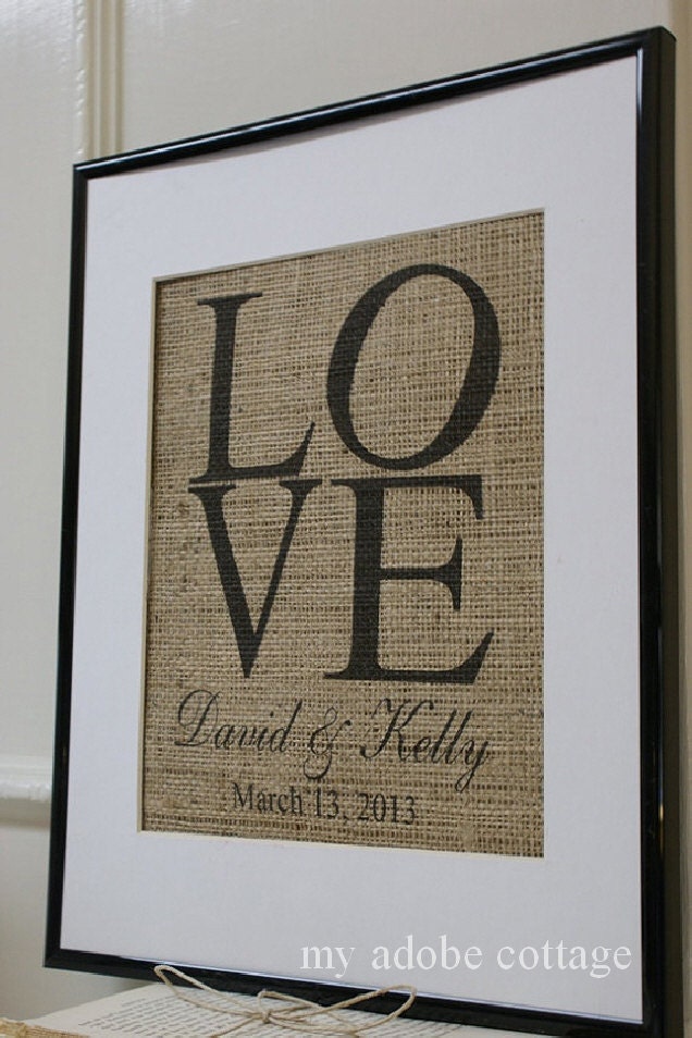 Wedding or Engagement Burlap Art