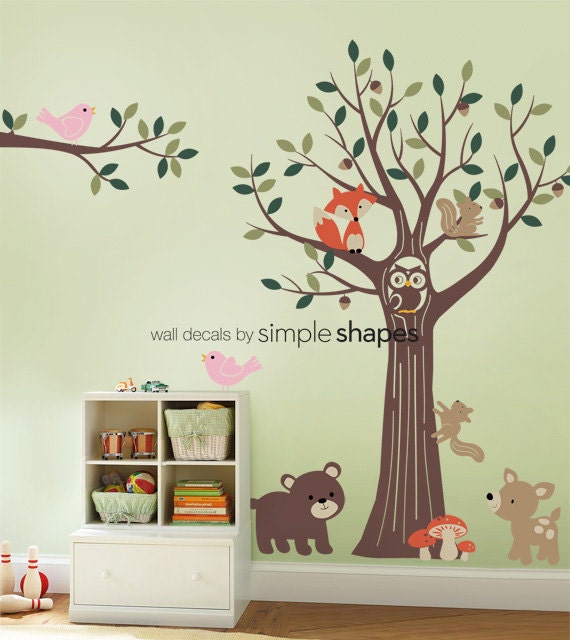 Tree with Forest Friends Decal Set - Kid's Nursery Room Wall Sticker