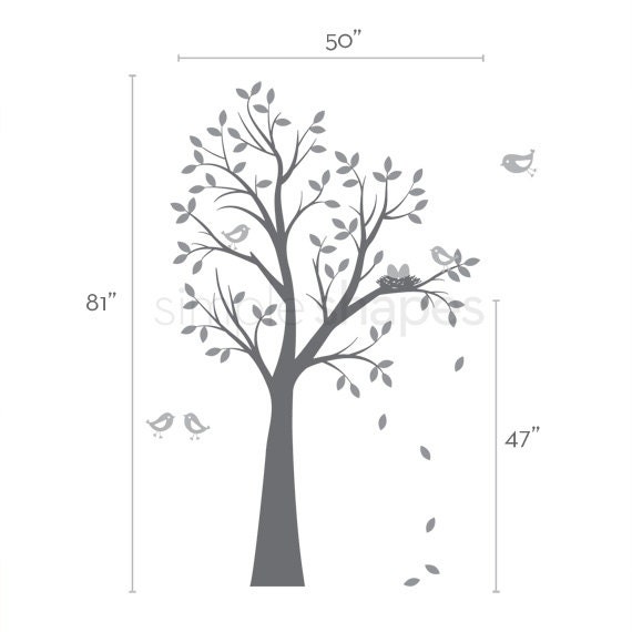 Vinyl Wall Decal Sticker - THE ORIGINAL - Tree with birds and nest for Baby Nursery