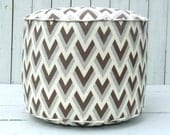 Brown pouf ottoman,round ottoman 18", brown grey ottoman, bean bag chair, childrens pouf, nursery pouf, brown floor cushion, grey floor pouf