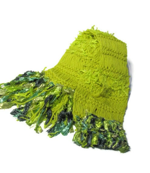 Fern Grotto Hand Knit Scarf - Lemongrass