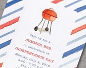 Made-to-order 4th of July Summer Barbecue Beach Party Invitation - BBQ Grill
