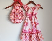 TWO piece Matching Sibling SET - Big sister Flutter Dress and Little sister Sunsuit / Lili and Bella