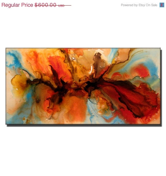Abstract painting - ORIGINAL Contemporary Modern Fine Art, Colorful Canvas Art, by Henry Parsinia 48x24