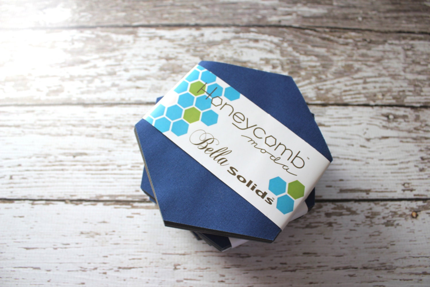 Moda Bella Solids -Pre Cut Honeycomb Hexagons Fabric BLUE (42) 6"