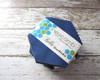 Moda Bella Solids -Pre Cut Honeycomb Hexagons Fabric BLUE (42) 6"