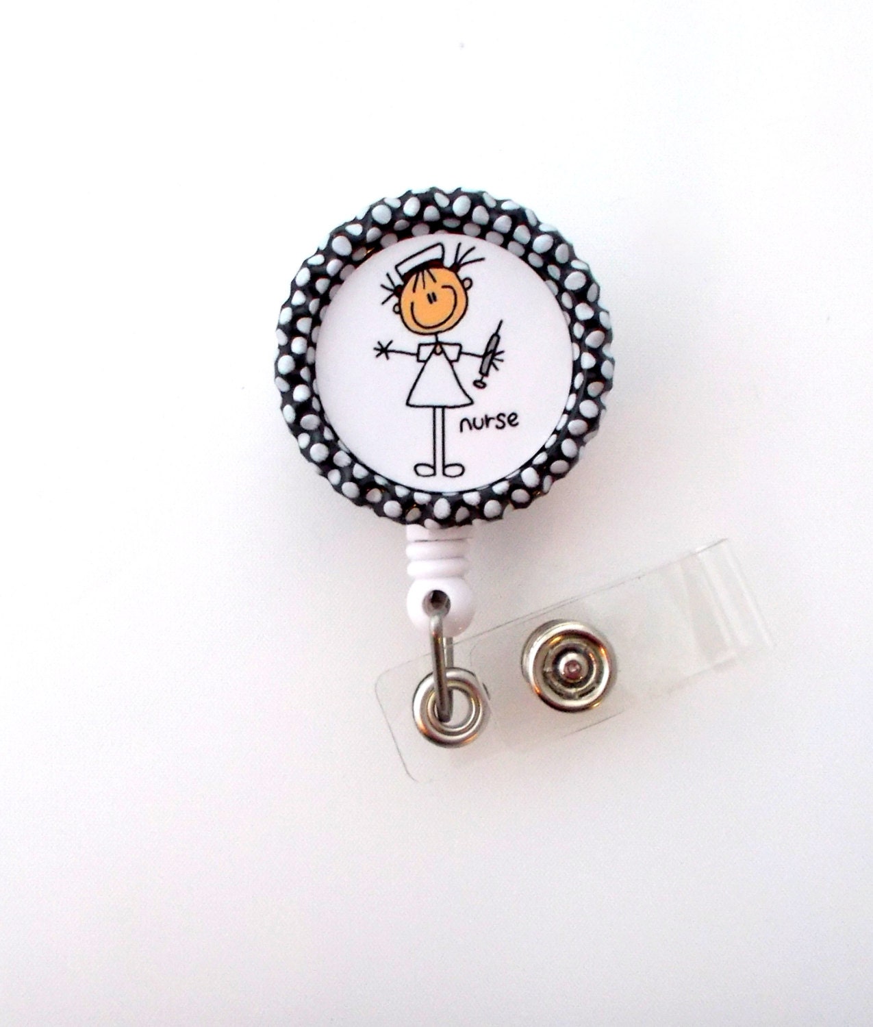 Stick Nurse  - Name Badge Holder - Retractable ID Badge Reel  - Nurse Badge Holder - Nursing Badge Holder