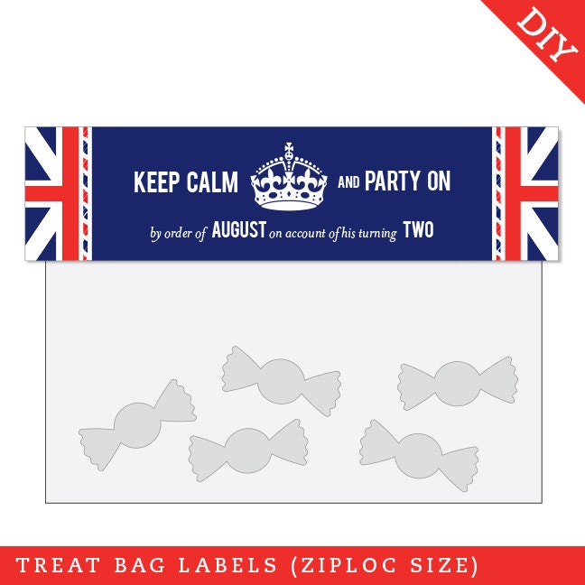 Union Jack party - Personalized DIY printable treat bag label