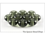 Handmade Glass Beads Lampwork Spacers Dark Steel Gray Grey 8mm Small Rondelle Donut SRA - The Spacer Bead Shop