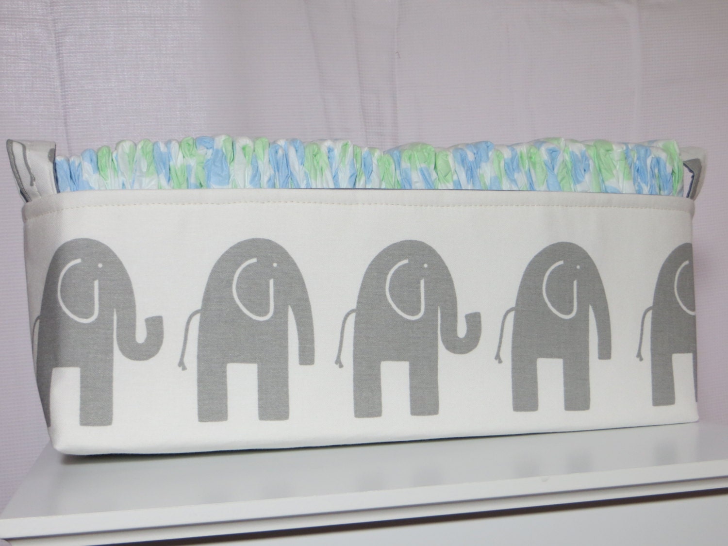 Diaper Caddy, Fabric organizer bin Fits 50 size 1 diapers