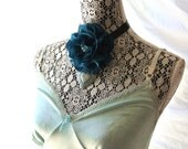 Flower choker, boho bib necklace, shabby collar necklace, gypsy cowgirl funky one of a kind jewelry, women's, true rebel clothing