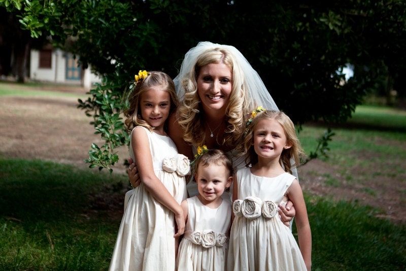Flower girl dress ..Cedar... Natural Cotton Flower Girl Dress 6,7,8