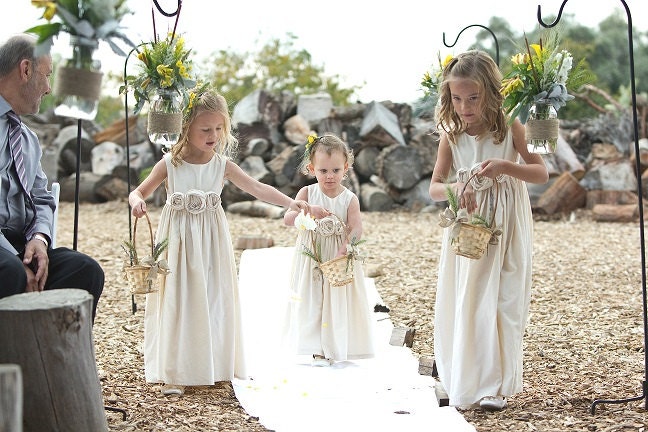Flower girl dress ..Cedar... Natural Cotton Flower Girl Dress 2T-5