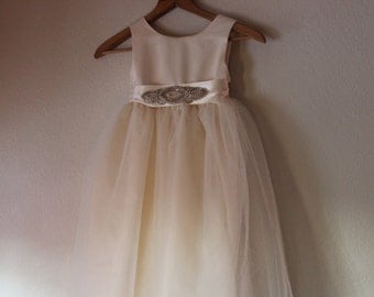Star...ivory organic cotton flower girl dress 2-5
