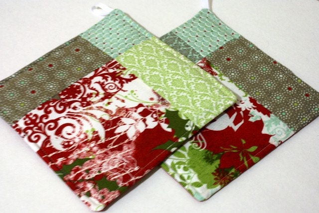 Holiday, Winter Quilted Potholder Set