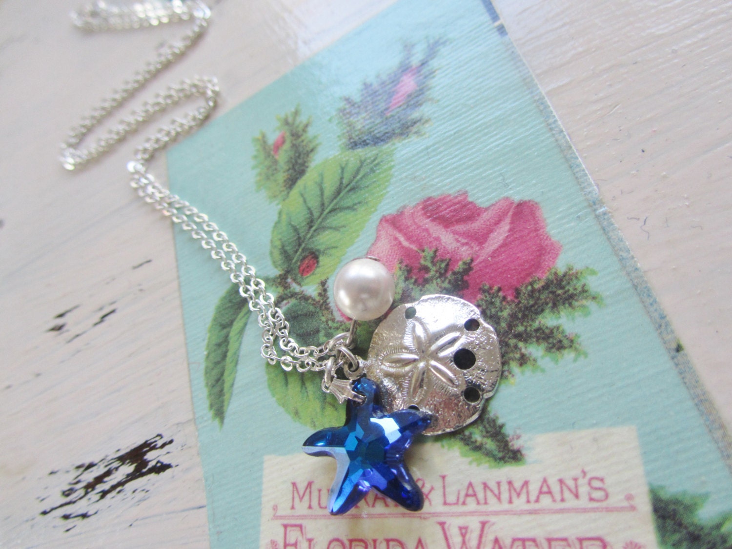 Sand Dollar and Starfish Necklace, Beach Theme Lucky Charms, Bridesmaids Gifts