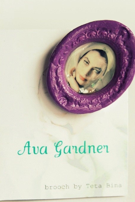 Ava Gardner Lavender Movie Star Brooch