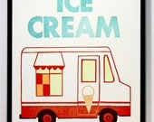 Enjoy, Ice Cream, Letterpress poster