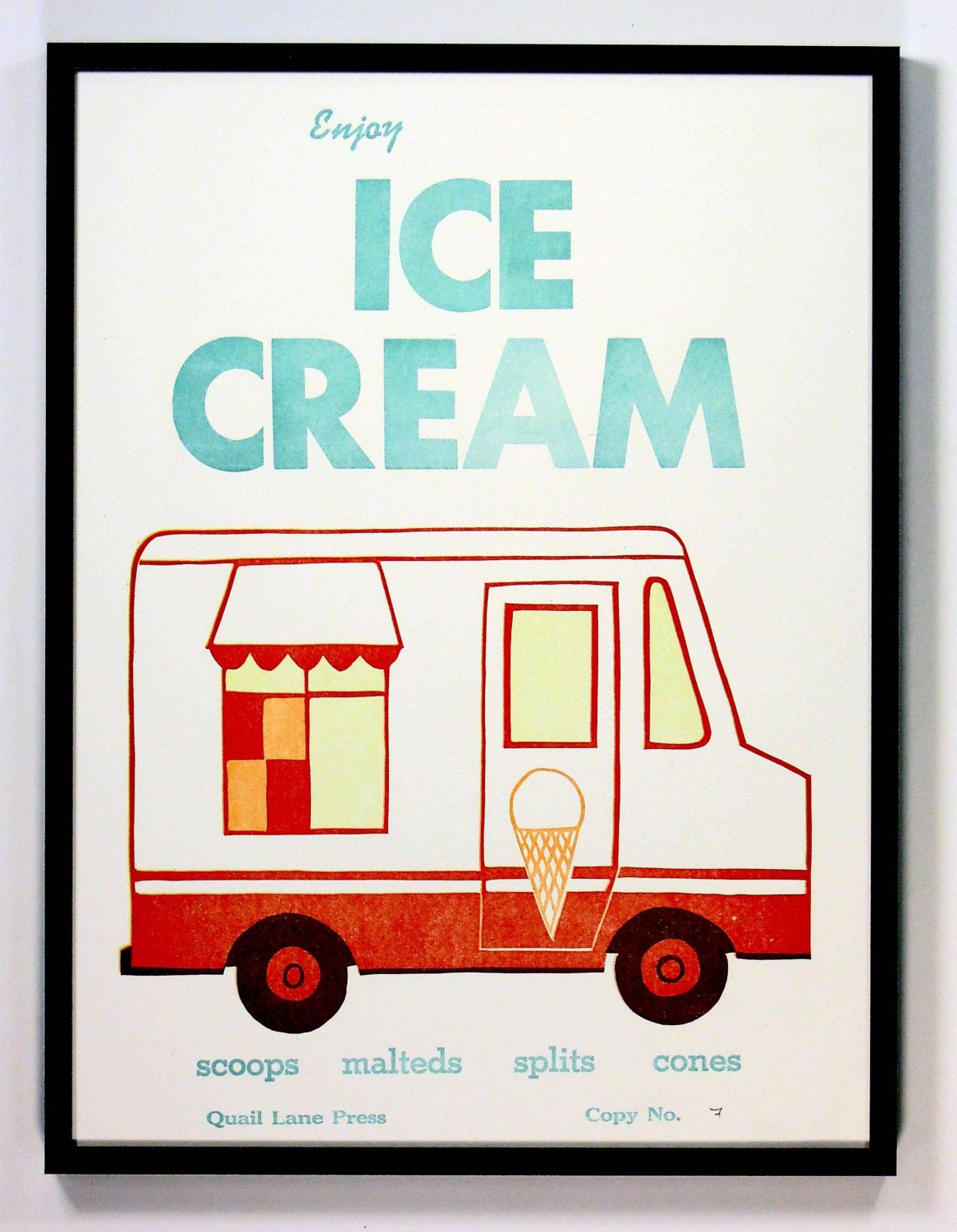 Enjoy, Ice Cream, Letterpress poster