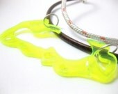 Shell necklace - neon plexiglass jewelry - nautical rope