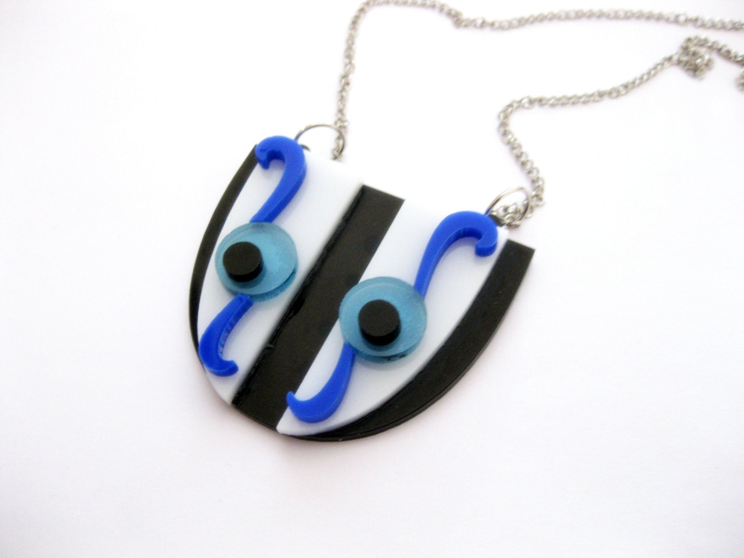 Evil eye necklace - folk jewelry - laser cut black plexiglass