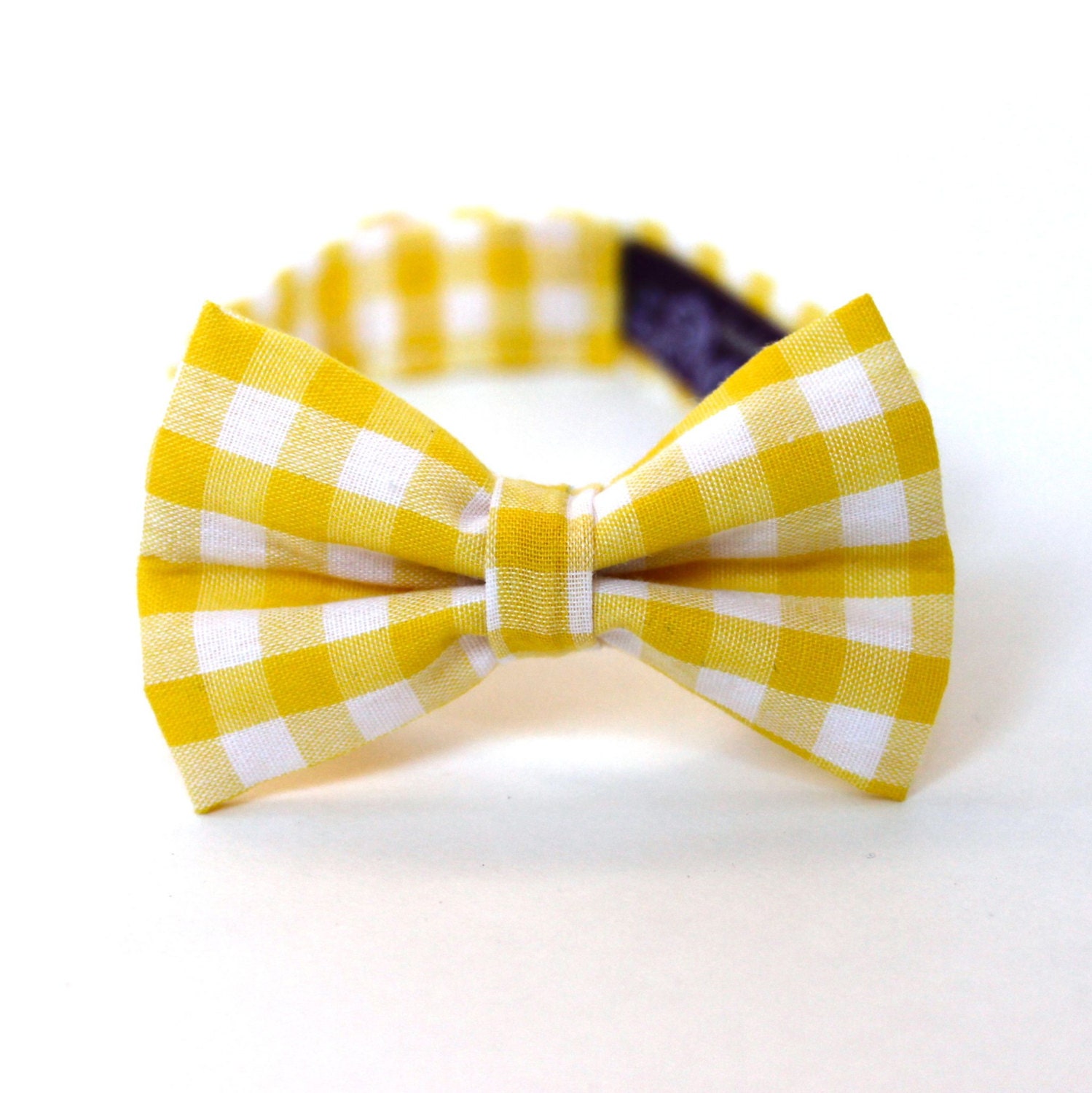Boy's Bow Tie - Yellow Gingham - size 0-2 years - In Stock - Yellow and White Plaid Checks