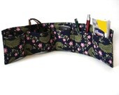 Purse organizer bag insert for tote bags medium purses, blue floral, 5 pockets