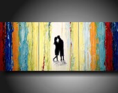 Art Painting Original abstract 3pc  Jmjartstudio Original Painting 20 X 48 Inches -------Between us--Textured ------