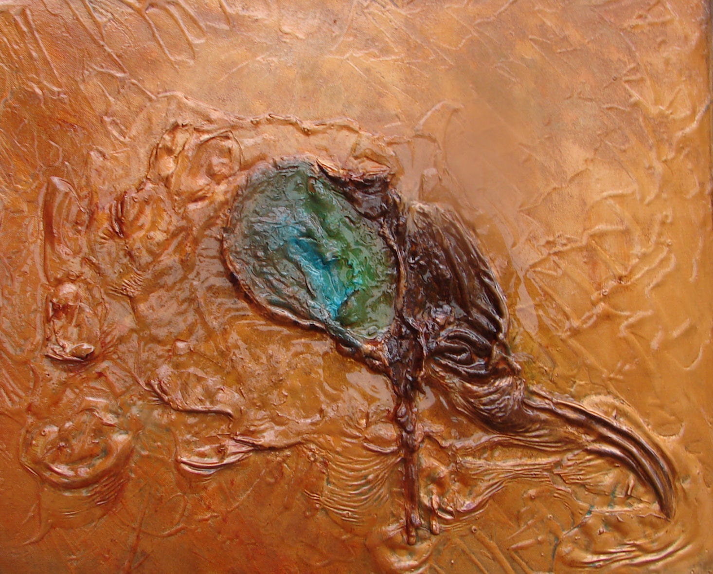 Oringinal Goobly goo painting, Contemporary Modern  large 20x 24 " copper mind " by Sena Tidwell