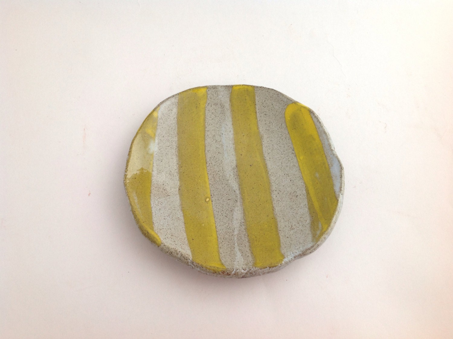 Lemon stripe - handmade ceramic plate
