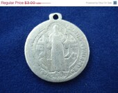 On Sale 25% Off Ghostly Vintage Saint Benedict Exorcism Catholic Medal - Religious Charm - KK43