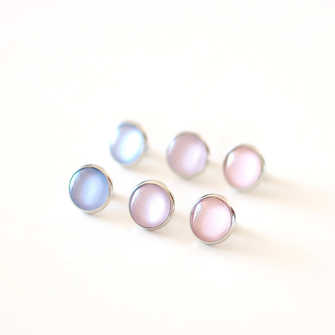 Post Earrings Set. Candy Pastel Collection - Purple, Lilac and Pink. Minimalist Stud Earrings Set.