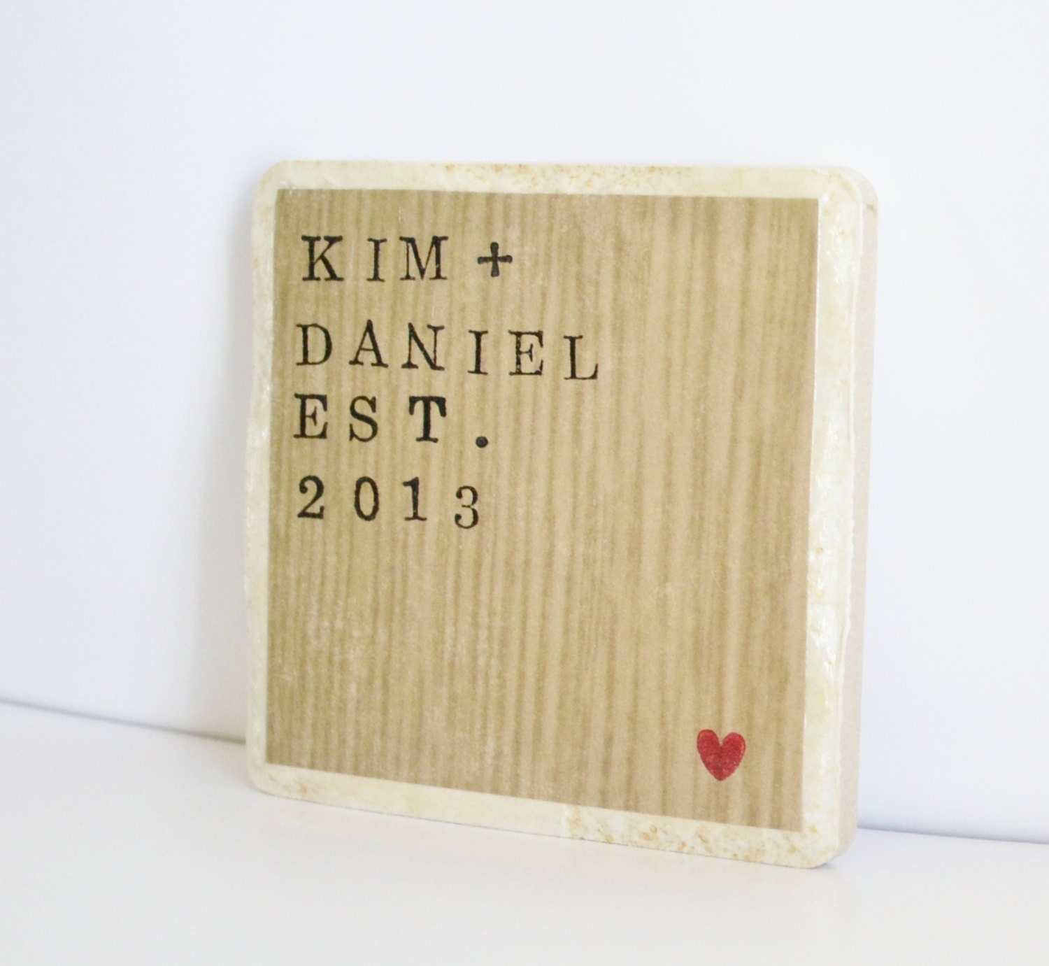 Personalized Wood Grain Coasters-Custom Wedding / Bridal Shower Gift by burlap and blue