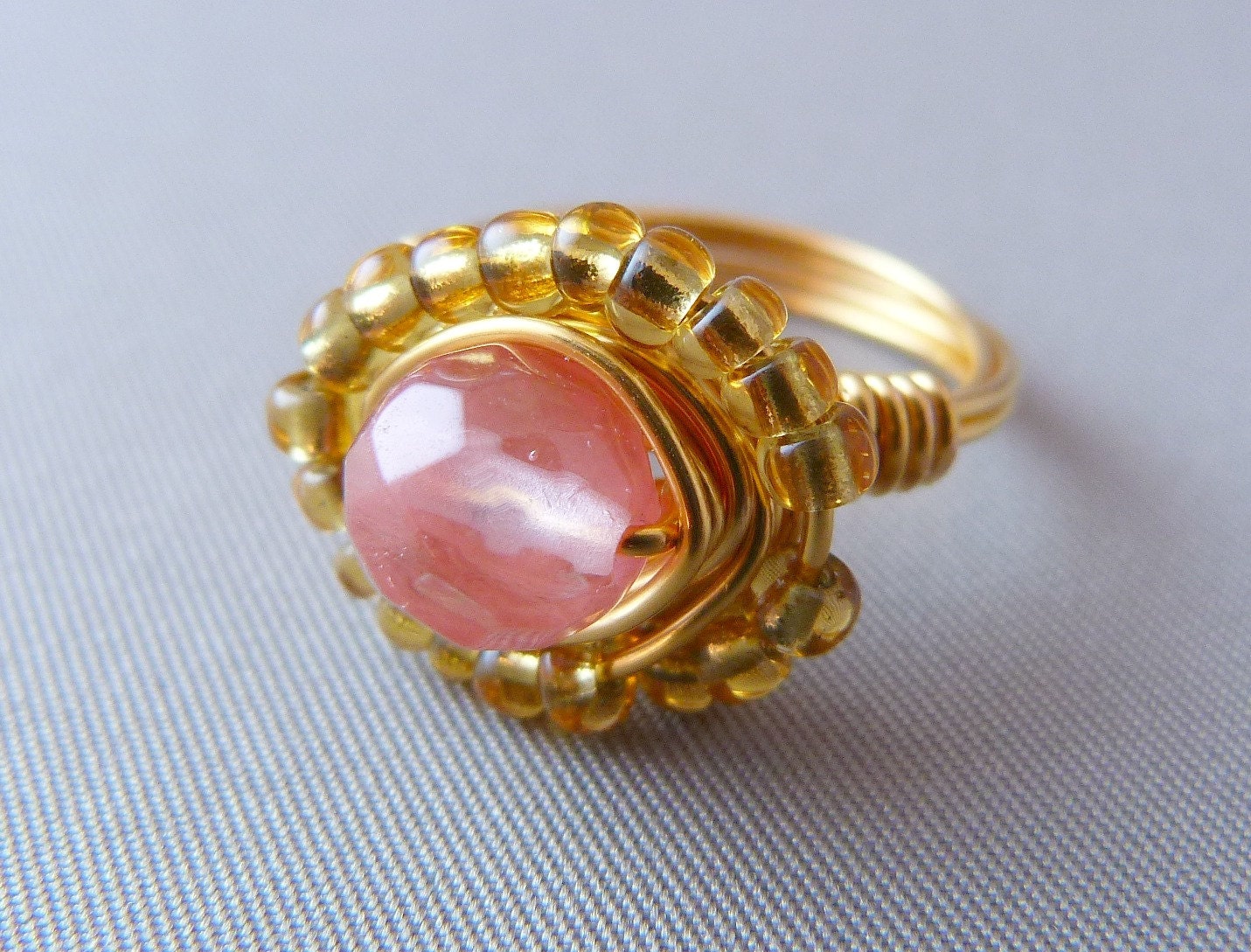 Renée Zellweger Celebrity Gift Replica - Pink Watermelon Tourmaline Wire Wrapped Ring