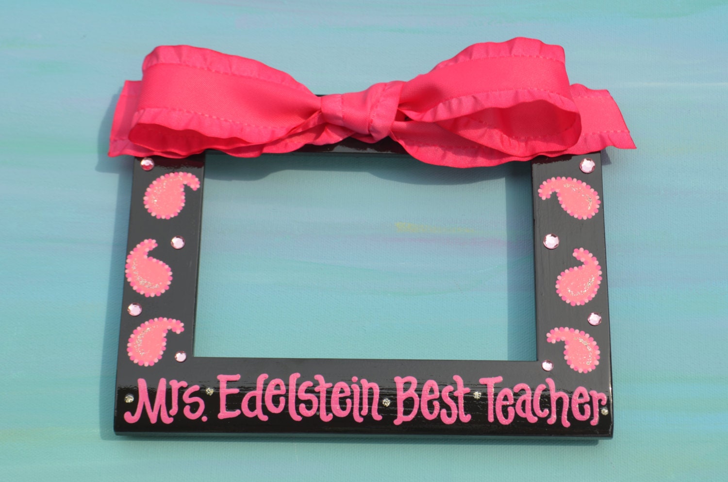 Custom Teacher End of Year 4x6 Hand Painted and Personalized Picture Frame