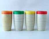 set of 4 vintage insulated cornish therm-o-tumblers serving cups entertaining barware housewares drinking beverage mid century modern