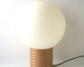vintage ball globe lamp mid century modern retro white glow home decor decorative lighting lite light tan brown