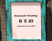 8X10 Picture Frame Distressed Turquoise Black Country Primitive Wooden