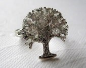 Tree Ring, Tree Ring Jewelry, Tree of Life Ring, Silver Glass Tree, Iridescent Jewelry