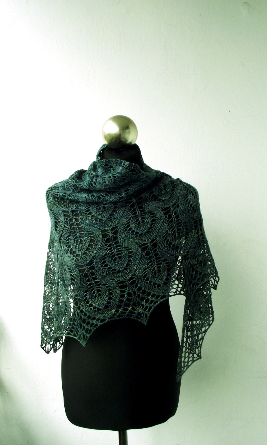 Green Leaves hand knitted merino shawlette