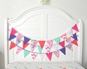 Love Albeit Valentines Day Vintage Circus Fabric Bunting, Garland, Banner, Pennant Decoration 9 Feet