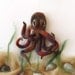 Felt squid brooch -  Brown Octopus