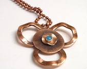 Copper and Turquoise Necklace with Sterling Silver Bezel