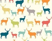 Organic Cotton Fabric- Birch -Elk Family- multi - Great Shipping Rates