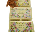Personalized Bridesmaid Jewelry Boxes - Set of 3, Hand Painted Heart Shape, Choice of Floral Design - Mirror, 2 Trays, San Diego