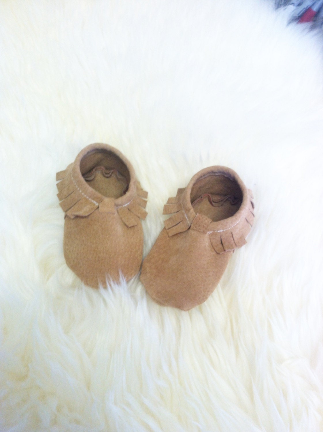 Tan Leather Moccasins for babies and toddlers Suede